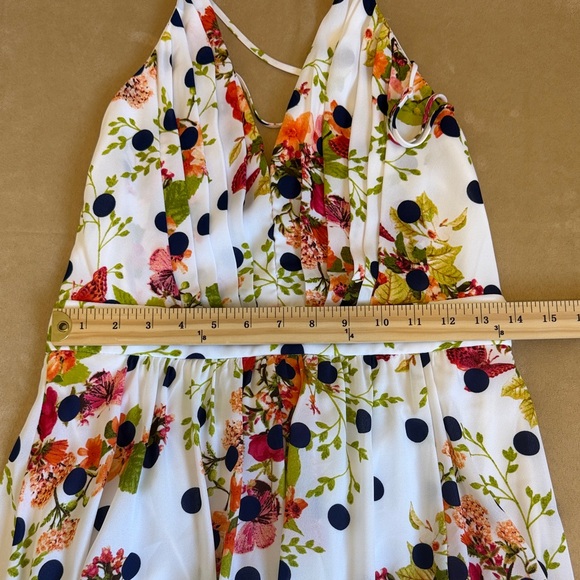 Rubber Ducky Floral Polka Dot Halter Style Maxi Dress Size L - Picture 9 of 10